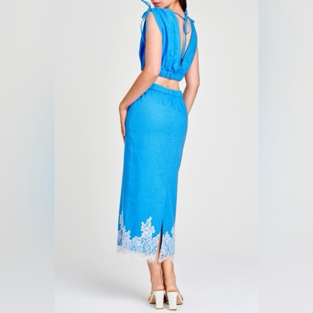 Wayf Blue and White Lace Skirt Set - Picture 4 of 7